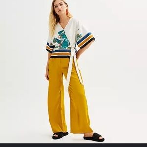 Nine West Dolman Sleeve Flowy Silky Kimono Tie Front Casual Wrap Bohemian Top